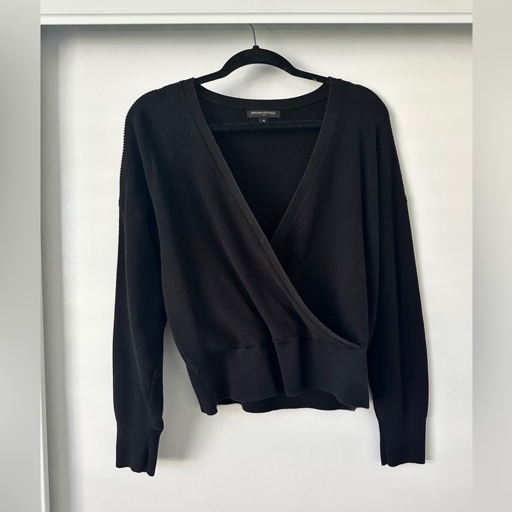 Banana Republic Factory Sweater Women’s Ribbed Knit Faux Wrap